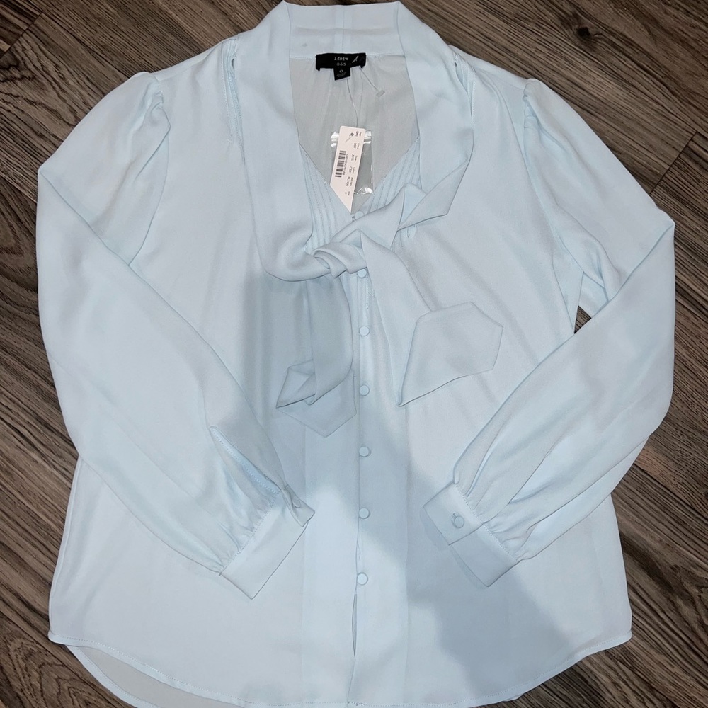 J. Crew Light Blue Long Sleeve Blouse size 0 NWT